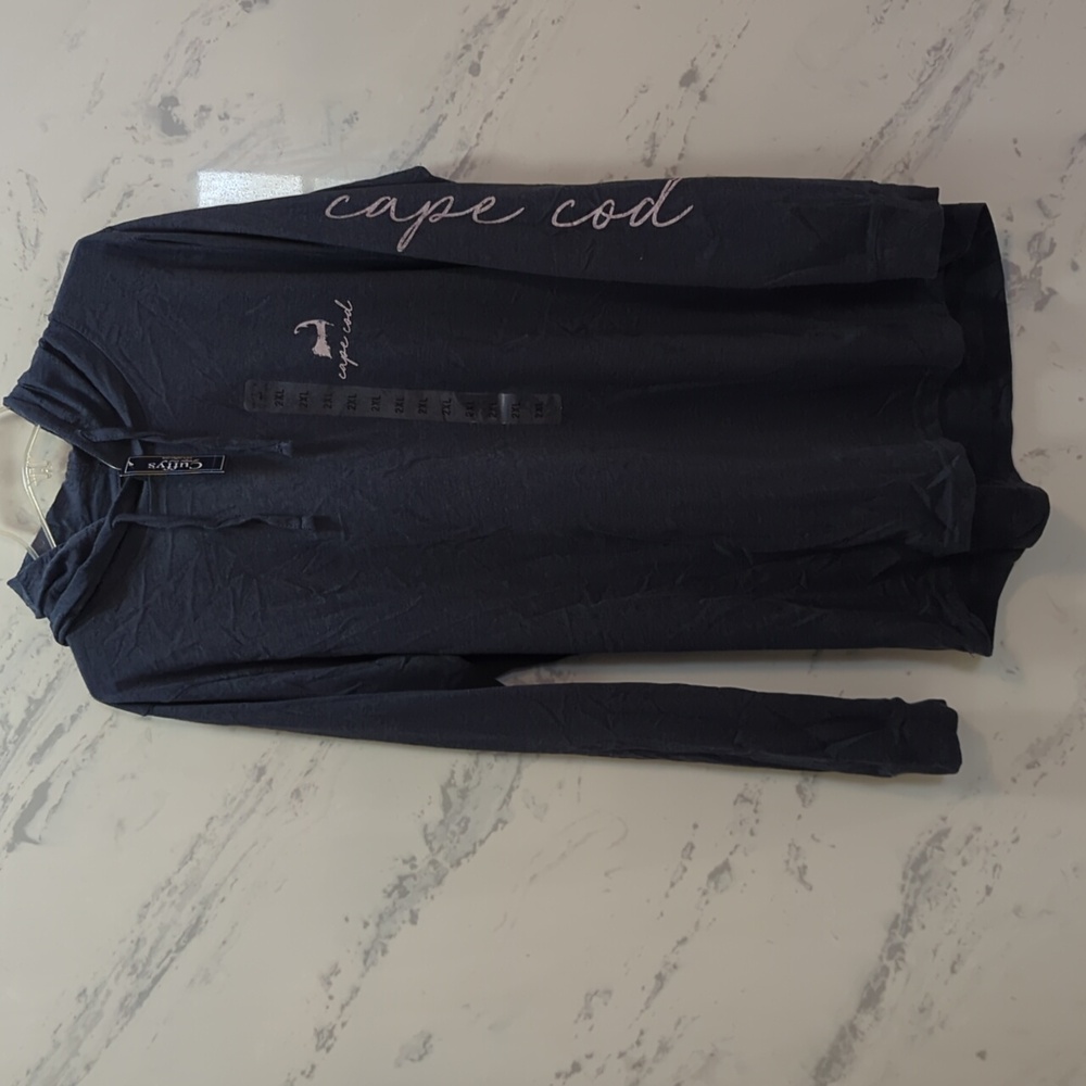Cape Cod Navy Long Sleeve Women's Top - Picture 12 of 12